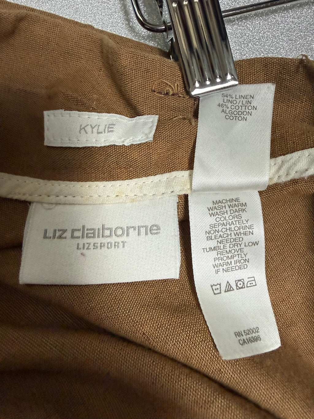 Liz Claiborne 54% Linen 45% Cotton Size 8 Brown Kylie Trousers