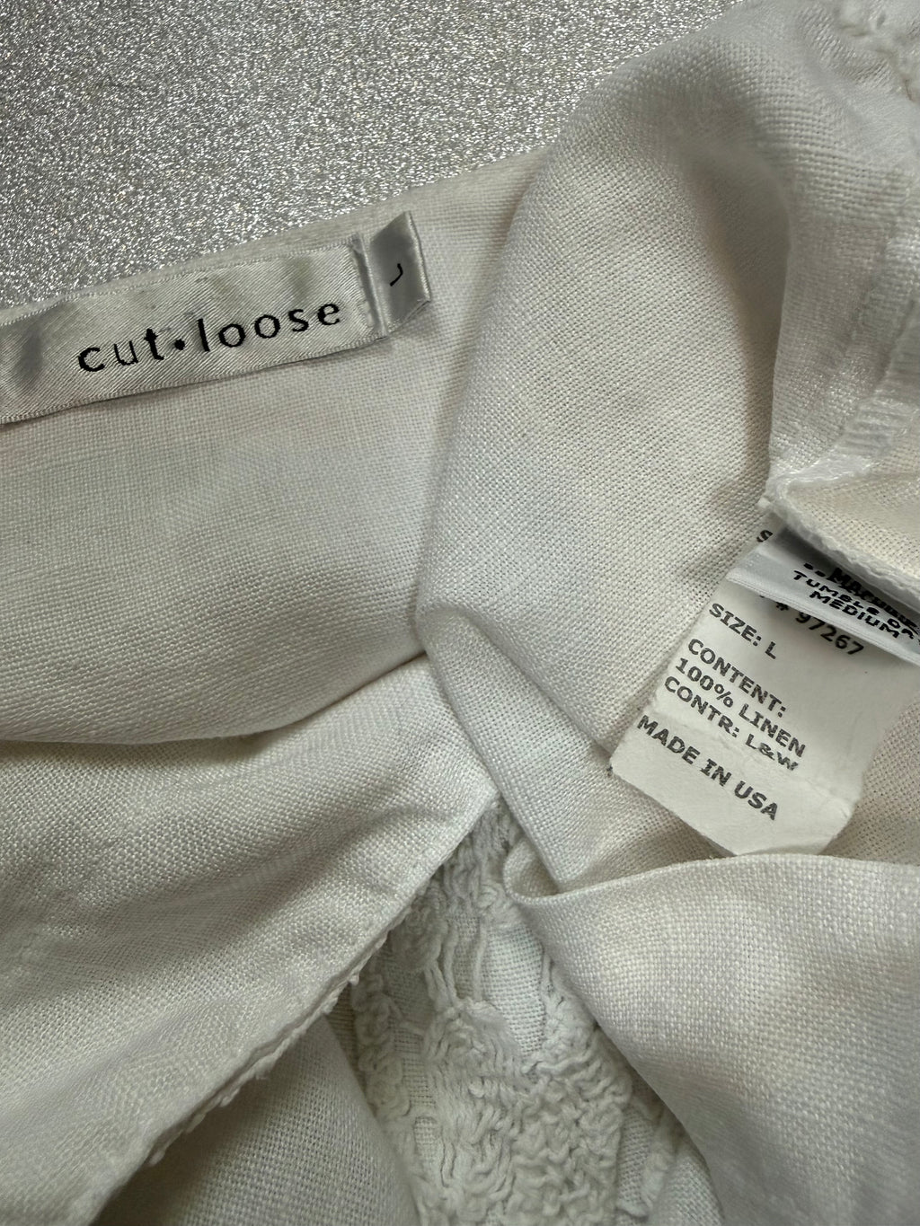 Cut Loose 100% Linen L White Tank Top