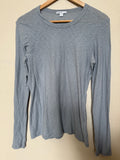 James Perse 100% Cotton Size 3 (L) Sheer Long Sleeve Crew Neck Light Blue