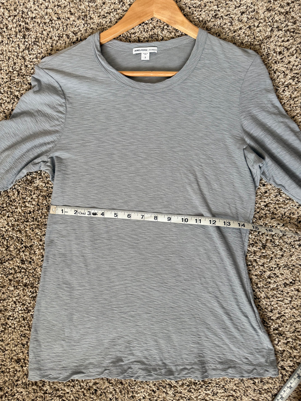 James Perse 100% Cotton Size 3 (L) Sheer Long Sleeve Crew Neck Light Blue