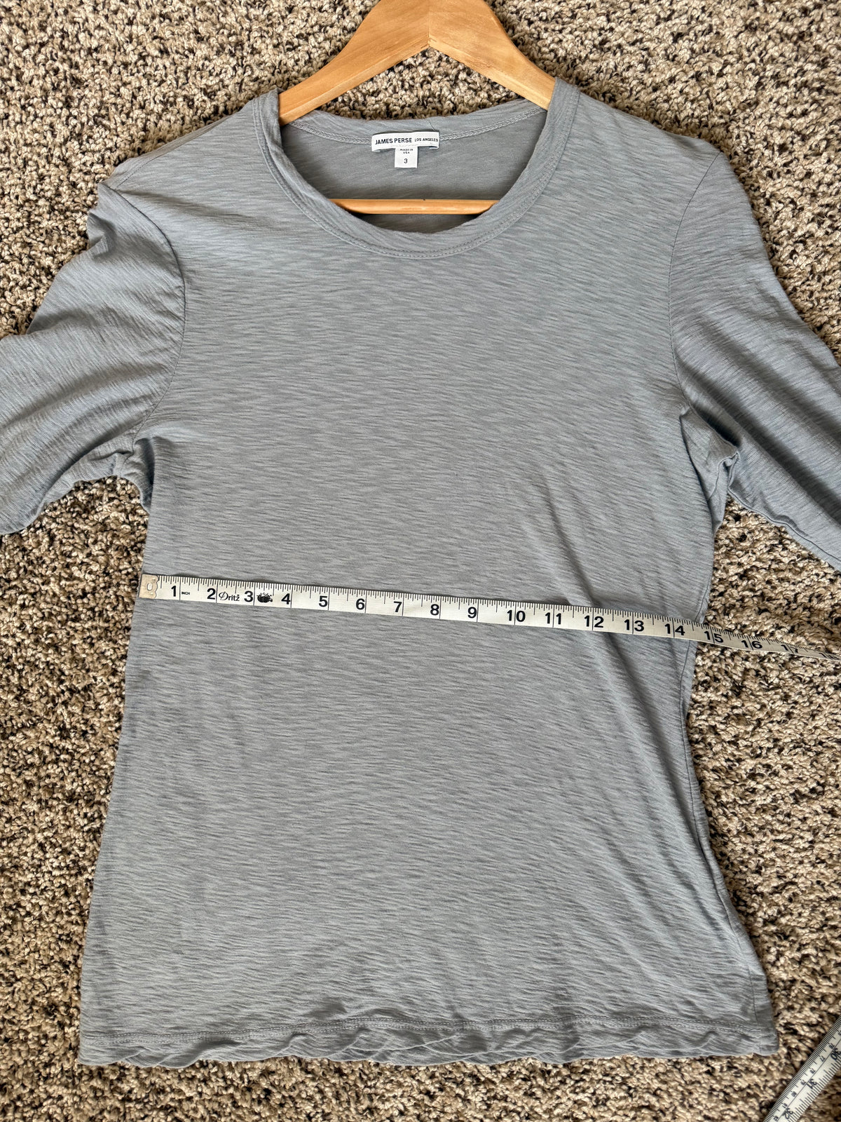 James Perse 100% Cotton Size 3 (L) Sheer Long Sleeve Crew Neck Light Blue