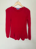 Antonio Melani 100% Cashmere S Red Peplum Long Sleeve Top