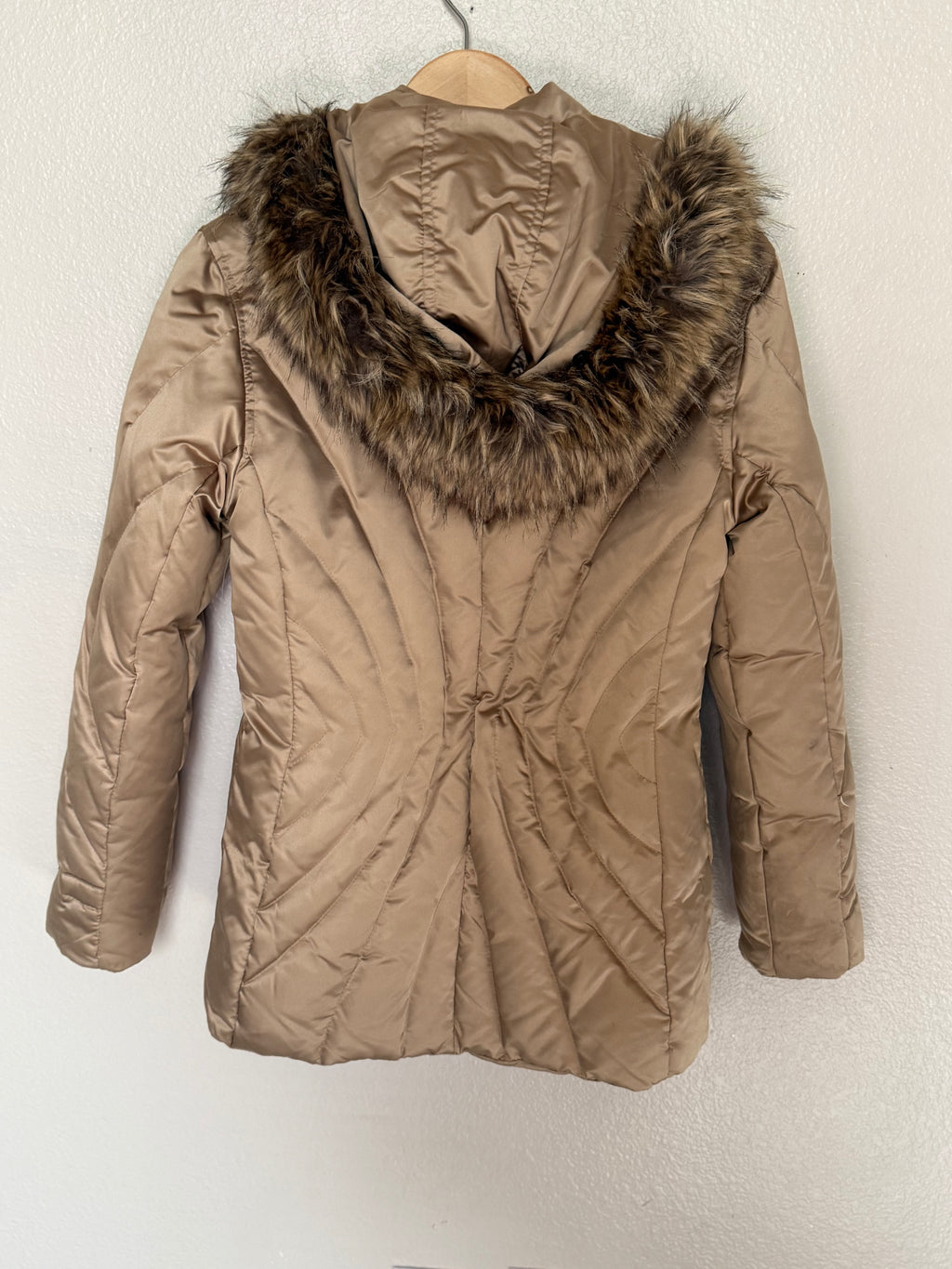 A.n.a 60% Down 40% Waterfowl Feathers S Champage Medium Weight Hooded Puffer Jacket