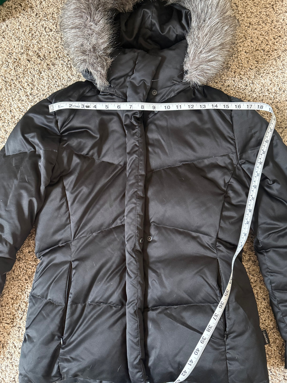 Calvin Klein 60% Duck Down 40% Waterfowl Feathers S Black Heavyweight Hooded Puffer Jacket
