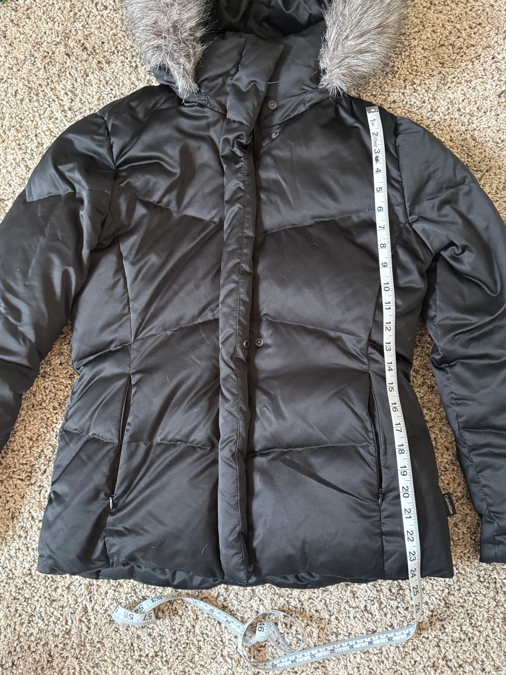 Calvin Klein 60% Duck Down 40% Waterfowl Feathers S Black Heavyweight Hooded Puffer Jacket