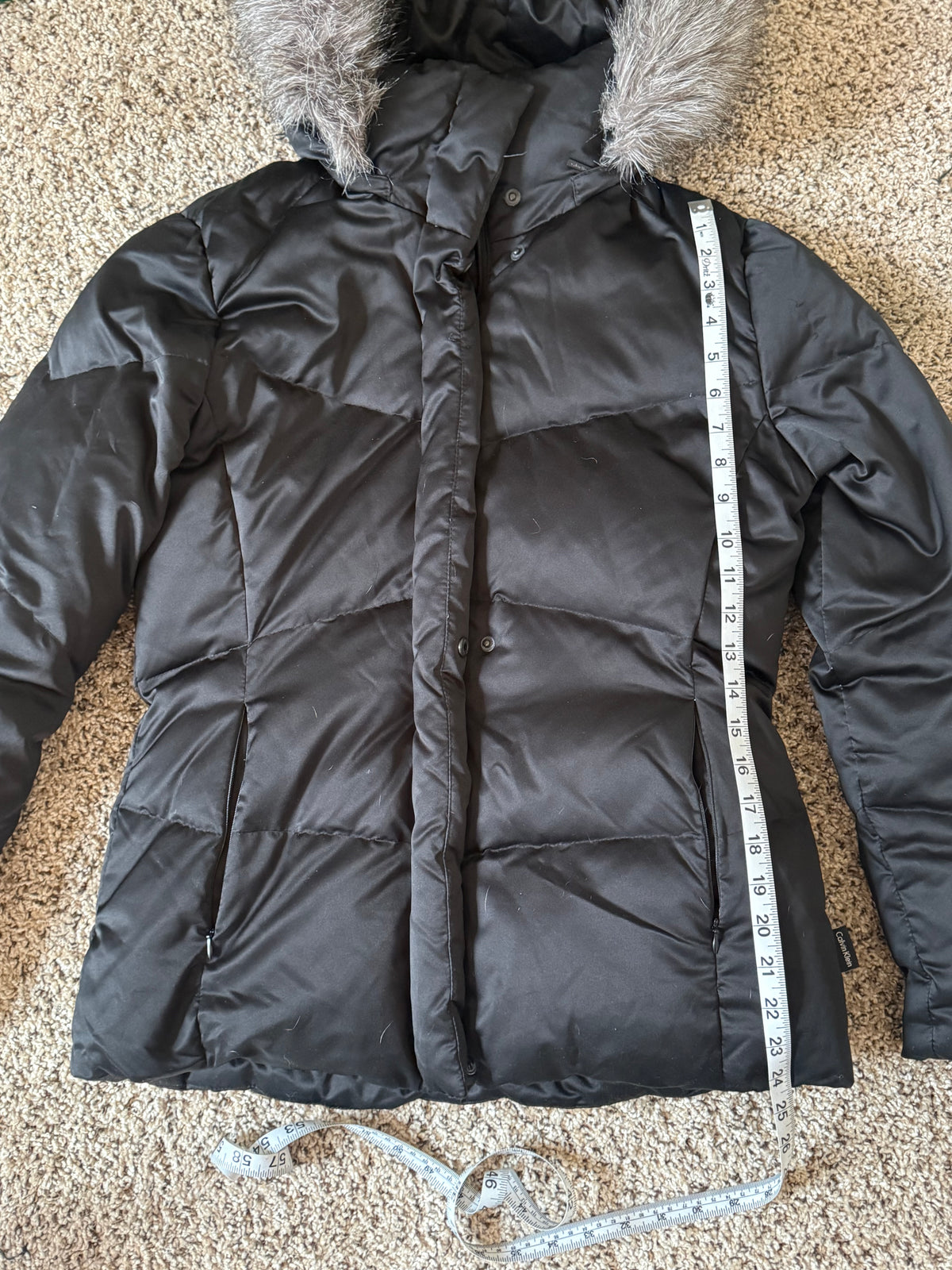 Calvin Klein 60% Duck Down 40% Waterfowl Feathers S Black Heavyweight Hooded Puffer Jacket