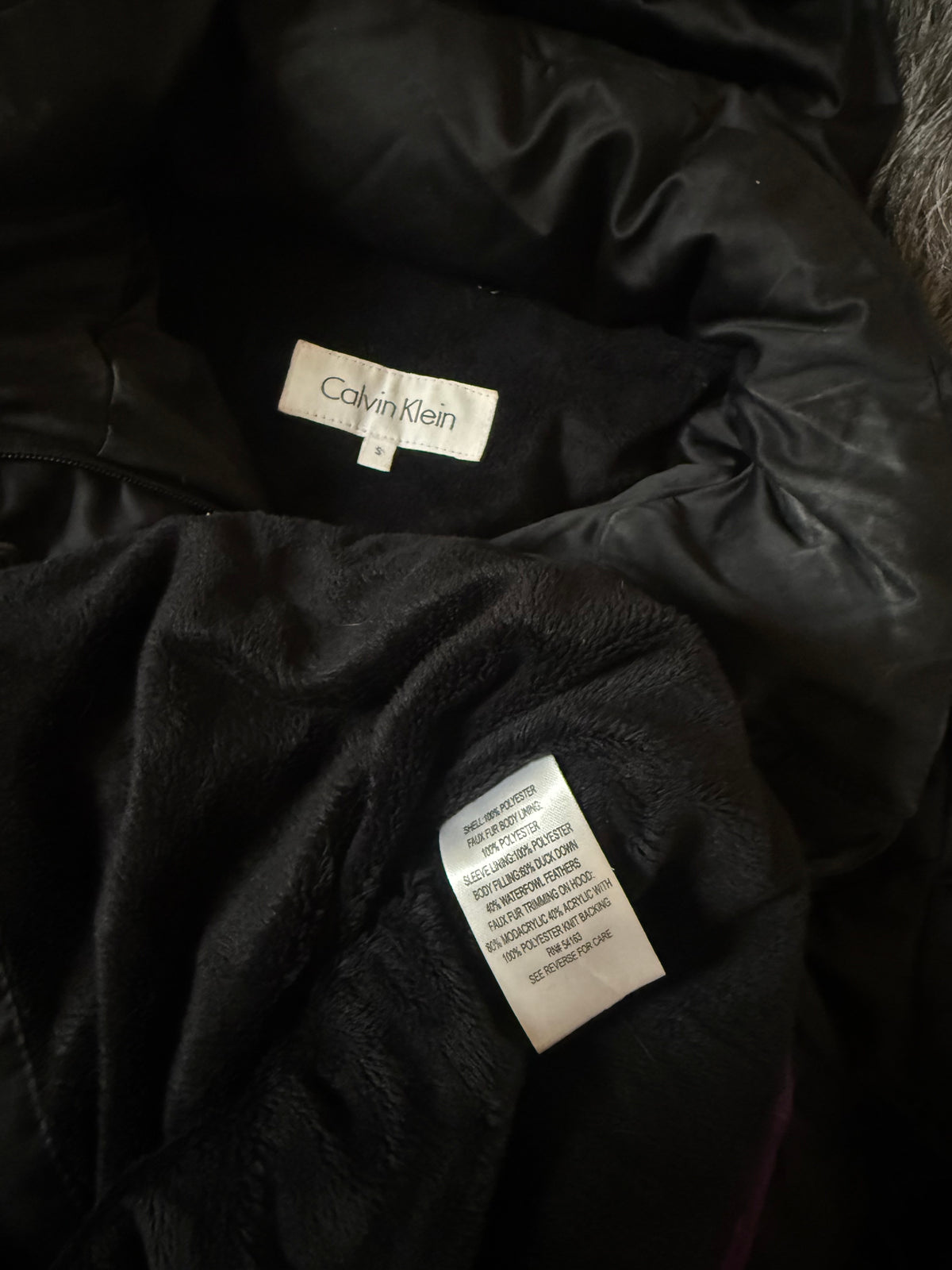 Calvin Klein 60% Duck Down 40% Waterfowl Feathers S Black Heavyweight Hooded Puffer Jacket
