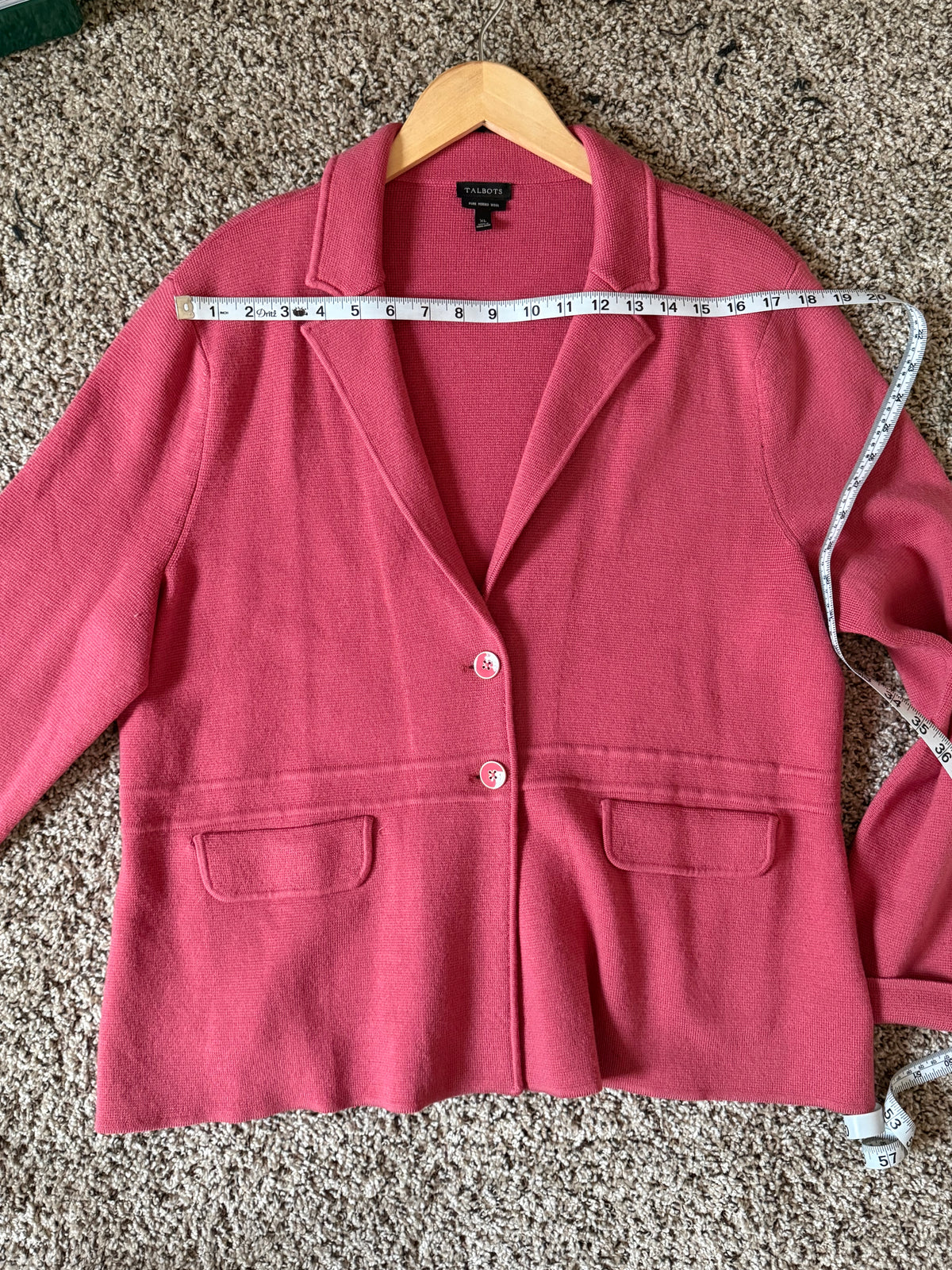 Talbots 100% Merino Wool XL Salmon Blazer