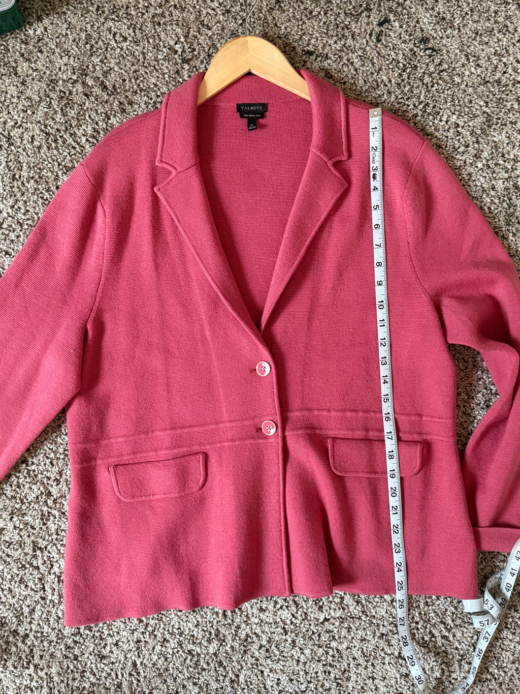 Talbots 100% Merino Wool XL Salmon Blazer