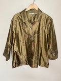 French Laundry 100% Silk XL Unlined Champage Blazer With Flower Embroidery