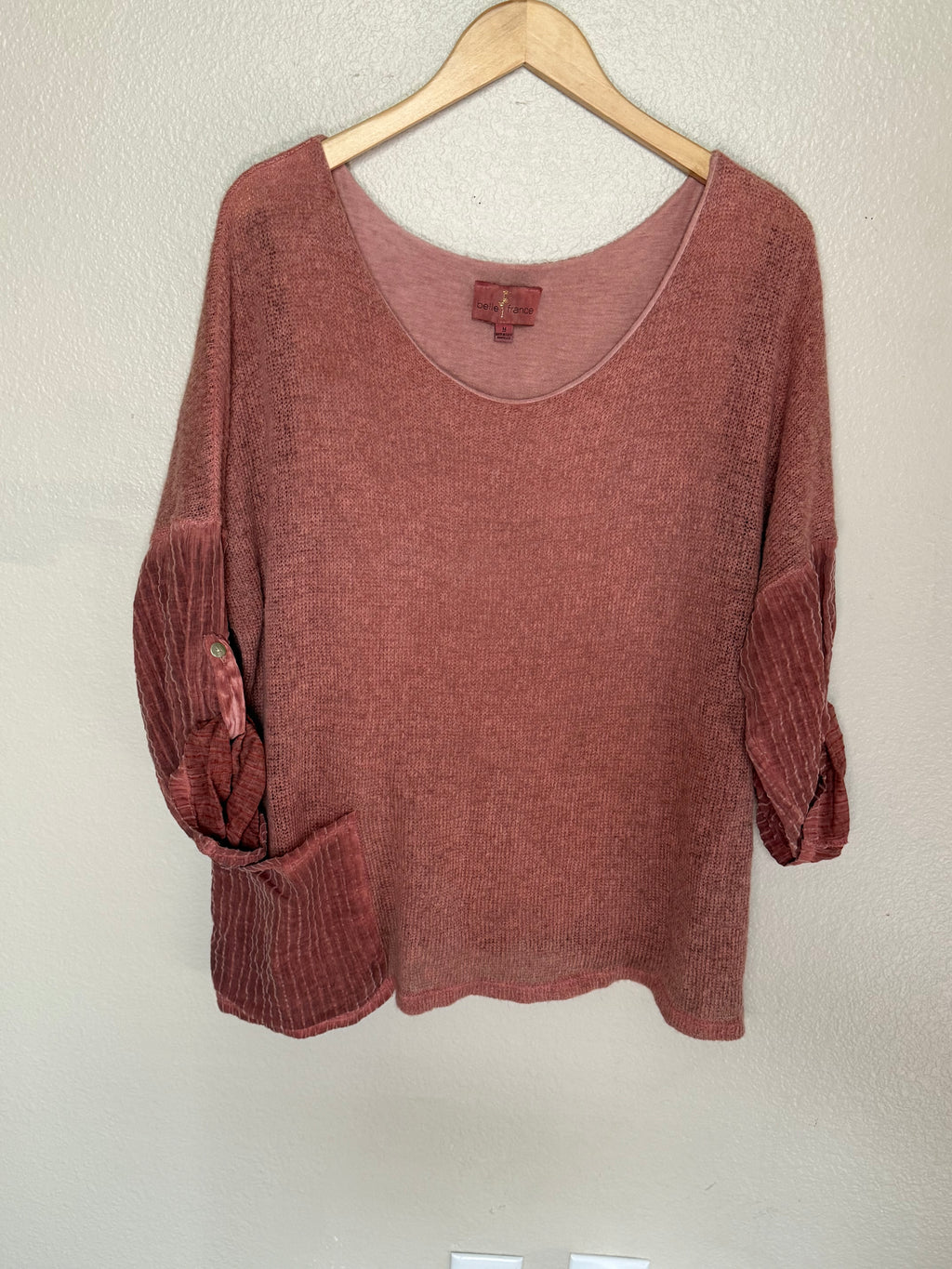 Belle France 70% Mohair 10% Cotton 15% Viscose 5% Elastane M Dusty Rose Relaxed Fit Sweater