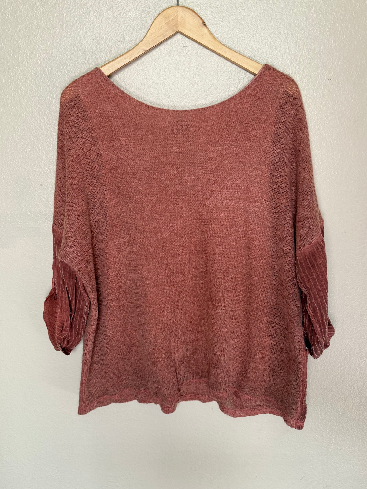 Belle France 70% Mohair 10% Cotton 15% Viscose 5% Elastane M Dusty Rose Relaxed Fit Sweater
