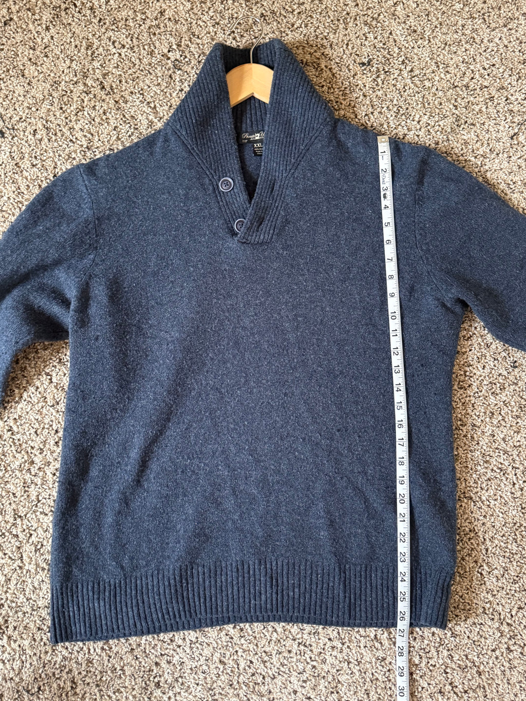 Pronto Uomo 100% Wool XXL Charcoal Blue Collared Sweater