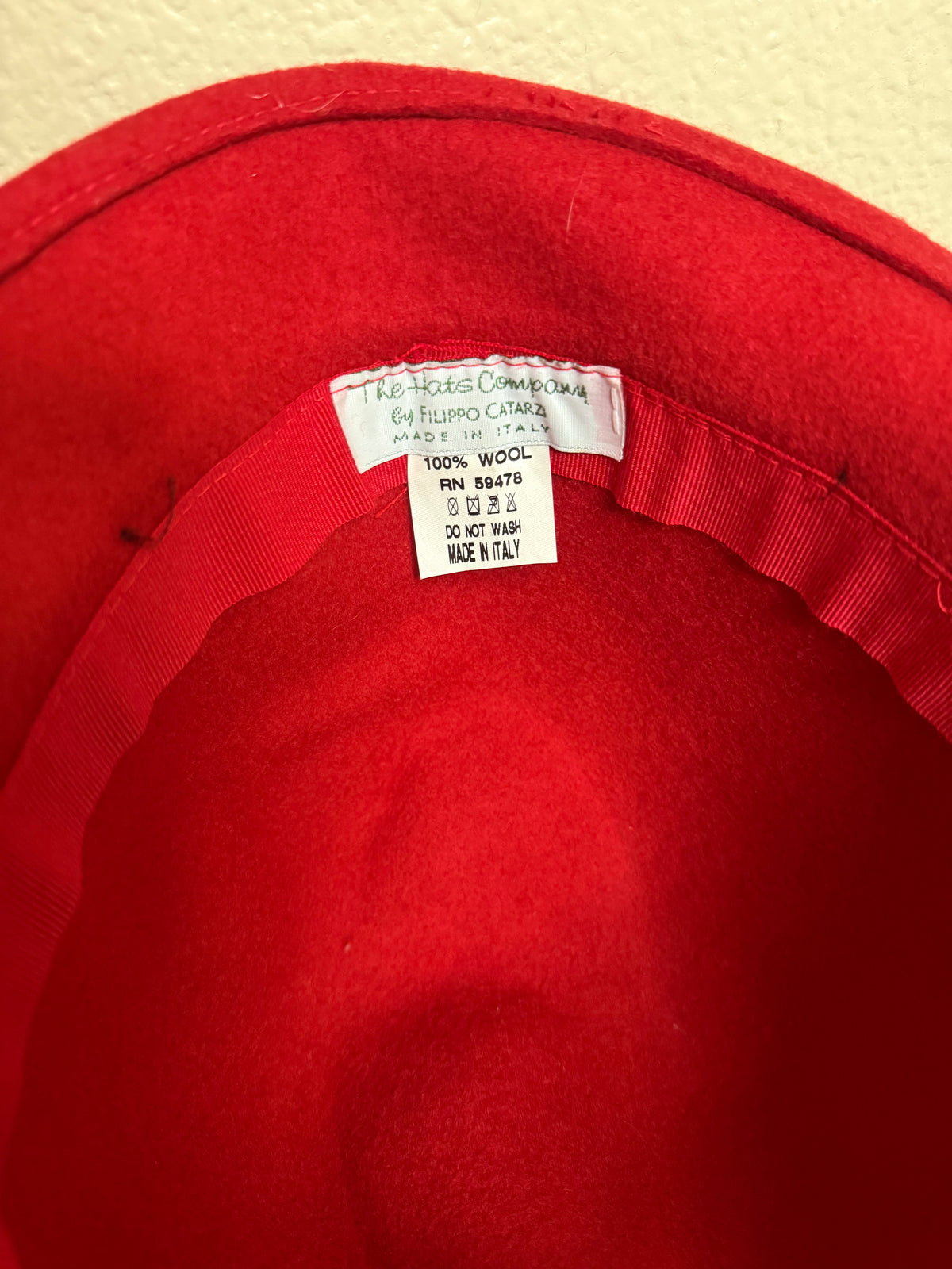 The Hats Company By Filippo Catarzi 100% Wool Red Bucket Hat