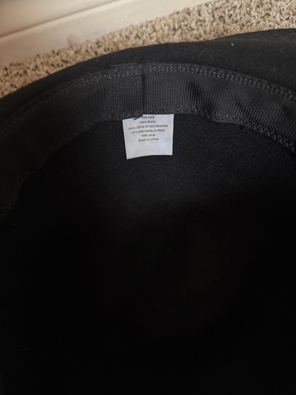 Black 100% Wool Wide Brim Hat