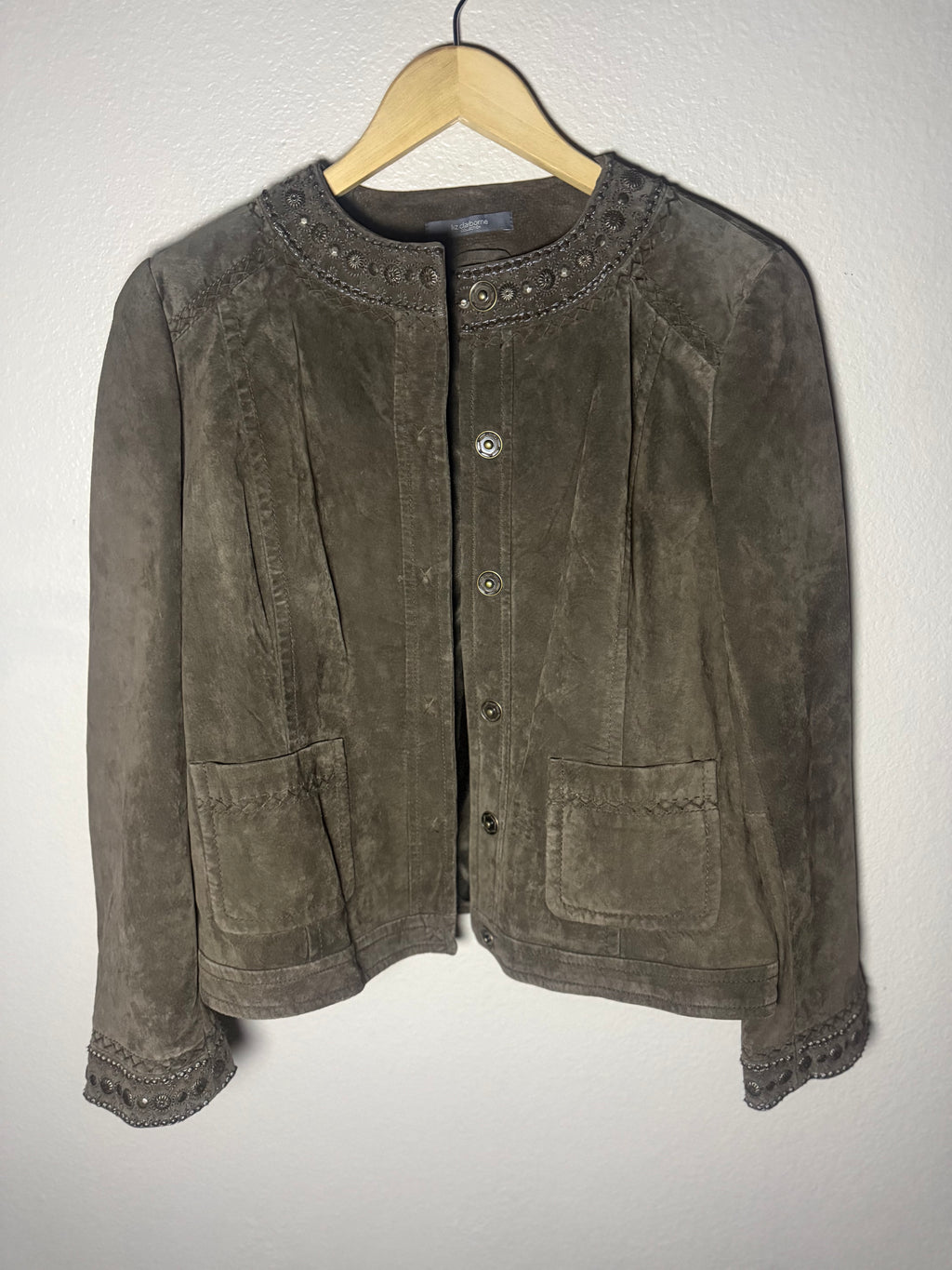Liz Claiborne 100% Suede Size 12 Brown Jacket
