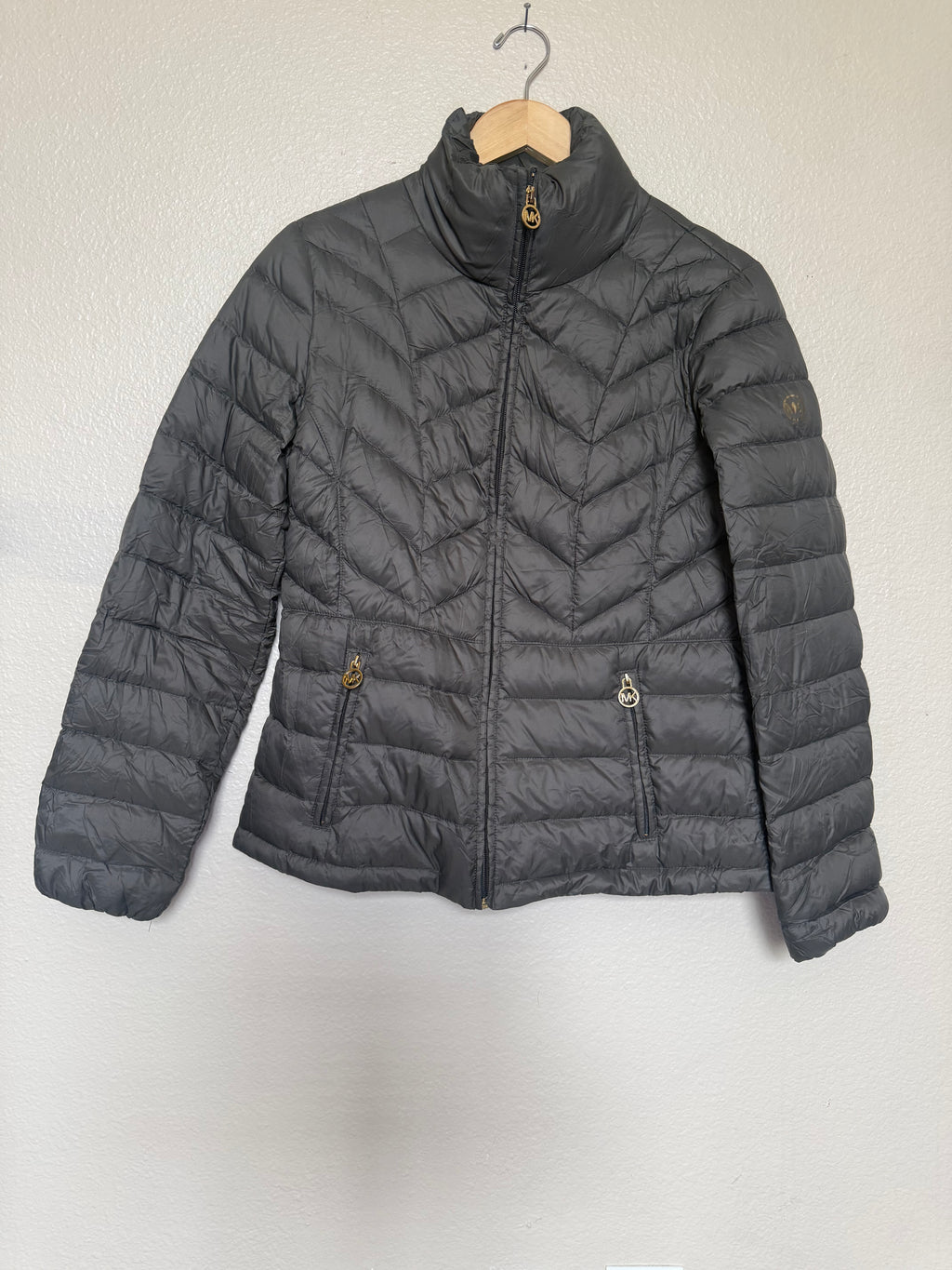 Michael Kors Nylon 90% Down 10% Waterfowl Feathers M Forest Green Packable Puffer Jacket