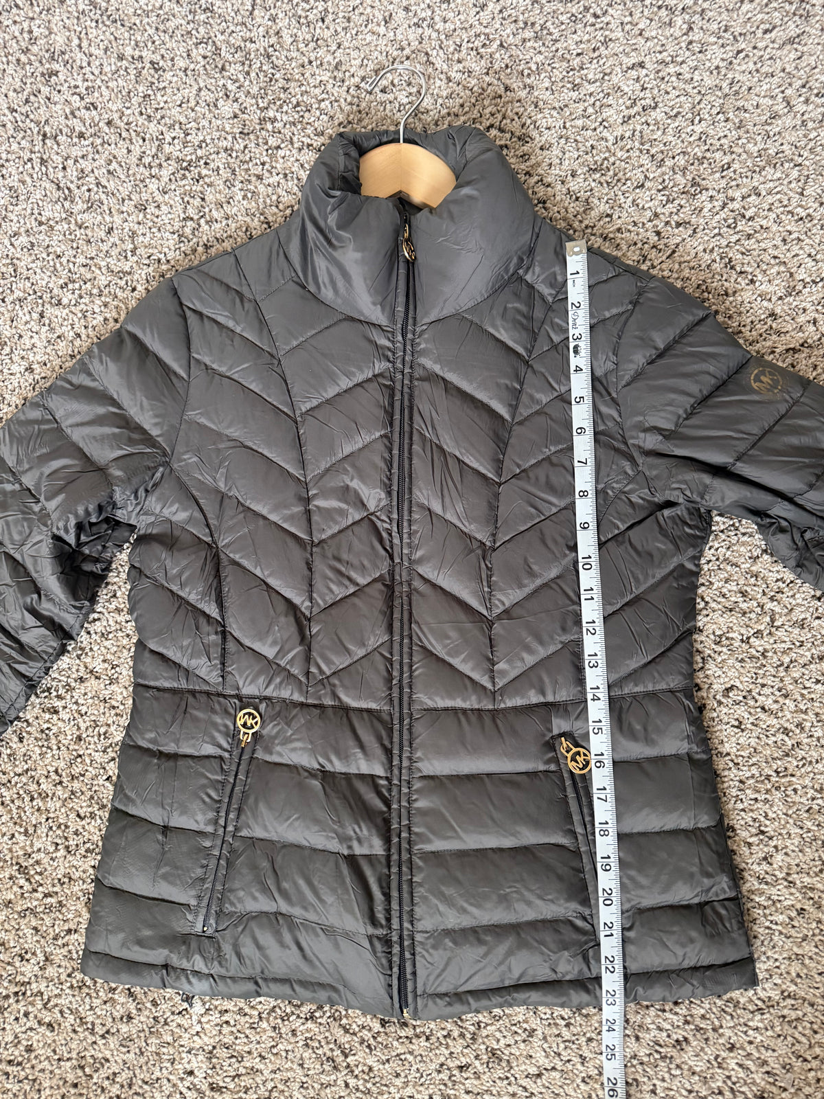 Michael Kors Nylon 90% Down 10% Waterfowl Feathers M Forest Green Packable Puffer Jacket