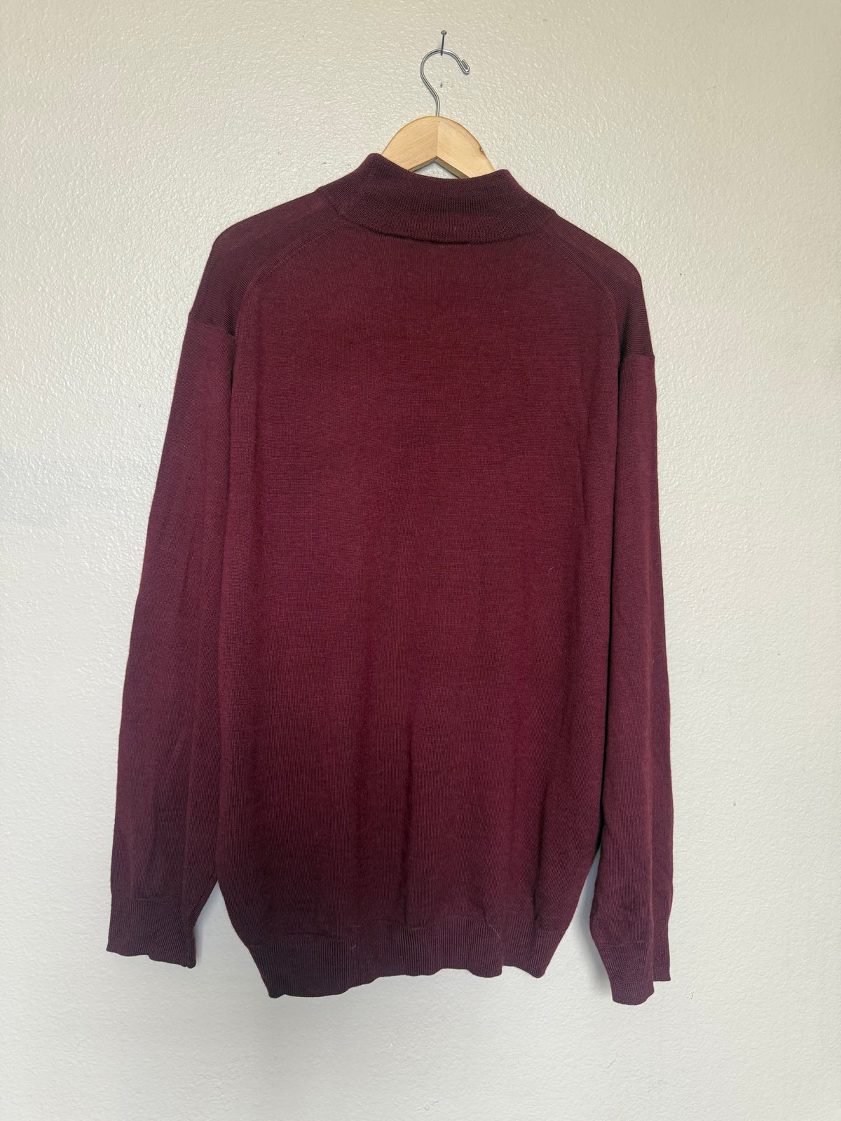 Jos. A Bank 100% Merino Wool XXL Maroon Mock Neck Longsleeve