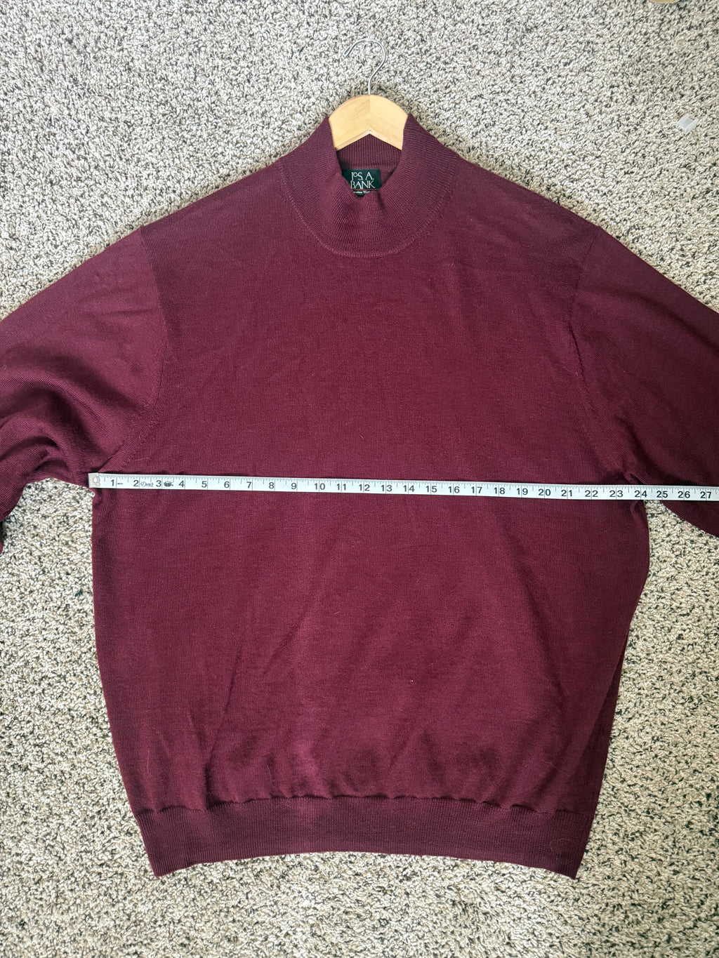 Jos. A Bank 100% Merino Wool XXL Maroon Mock Neck Longsleeve