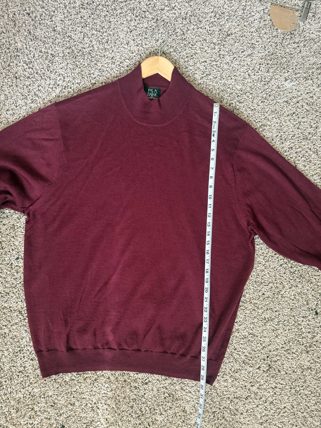 Jos. A Bank 100% Merino Wool XXL Maroon Mock Neck Longsleeve