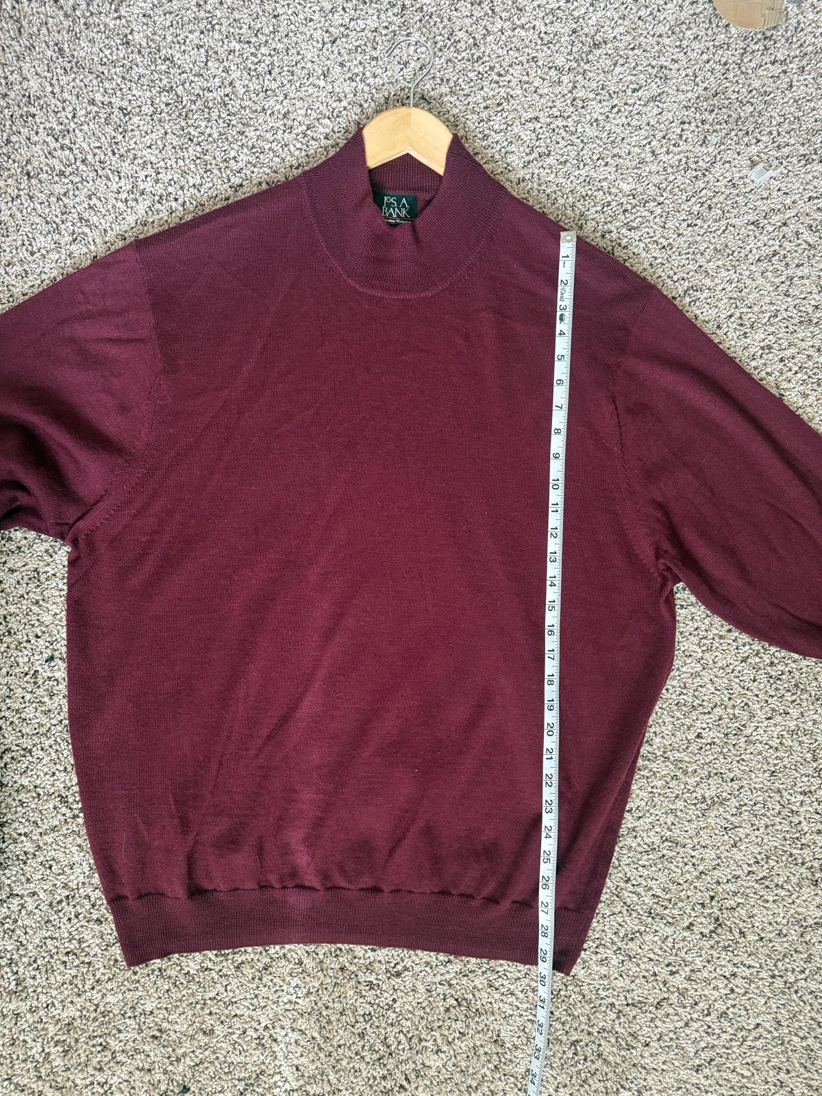 Jos. A Bank 100% Merino Wool XXL Maroon Mock Neck Longsleeve