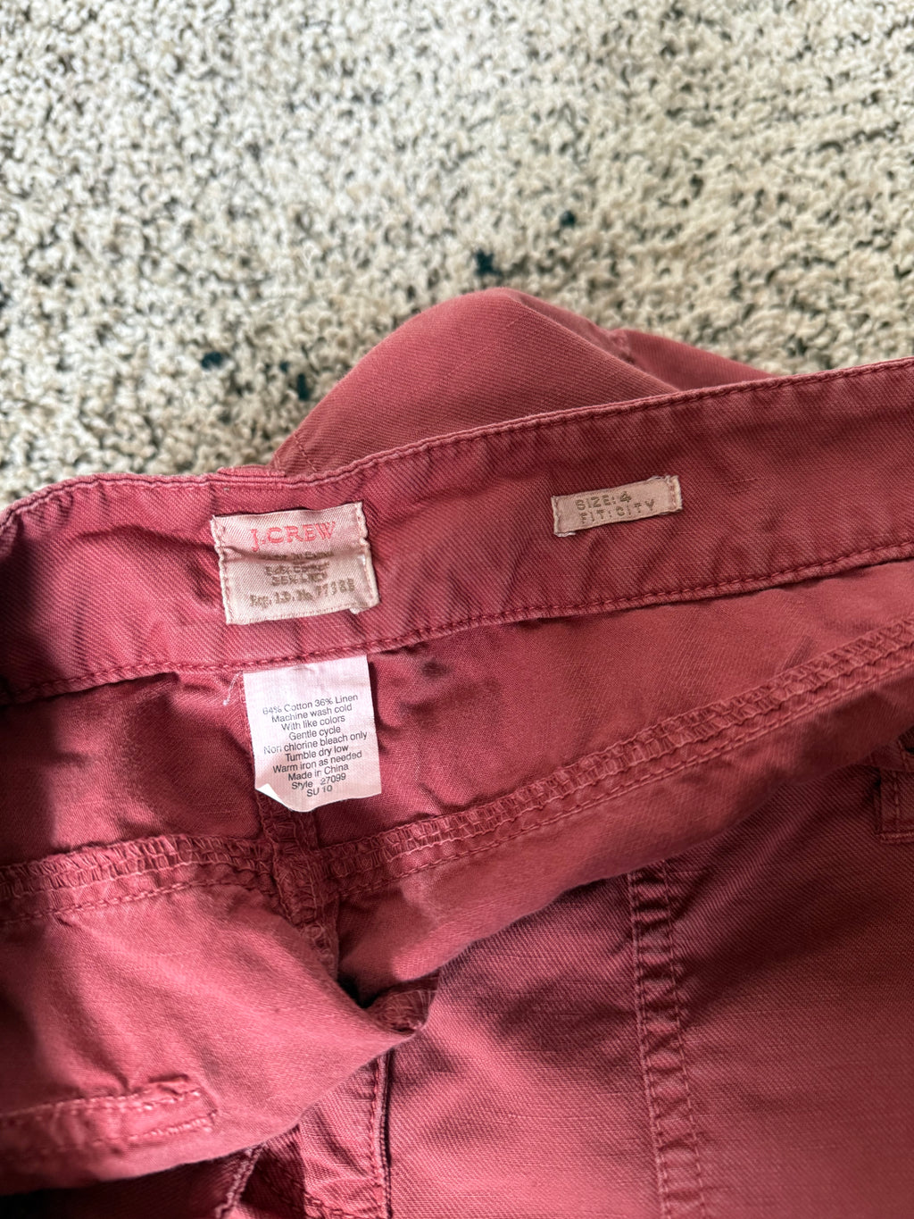J. Crew 64% Cotton 36% Linen Size 4 Pastel Red Capri Pants