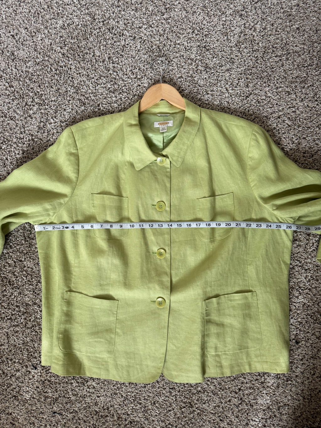 Talbots 100% Irish Linen 22W Green Blazer