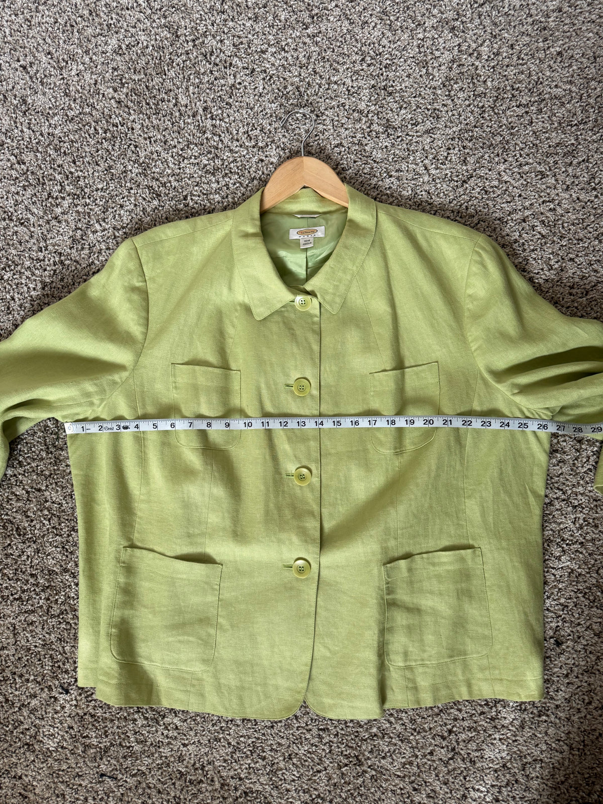 Talbots 100% Irish Linen 22W Green Blazer