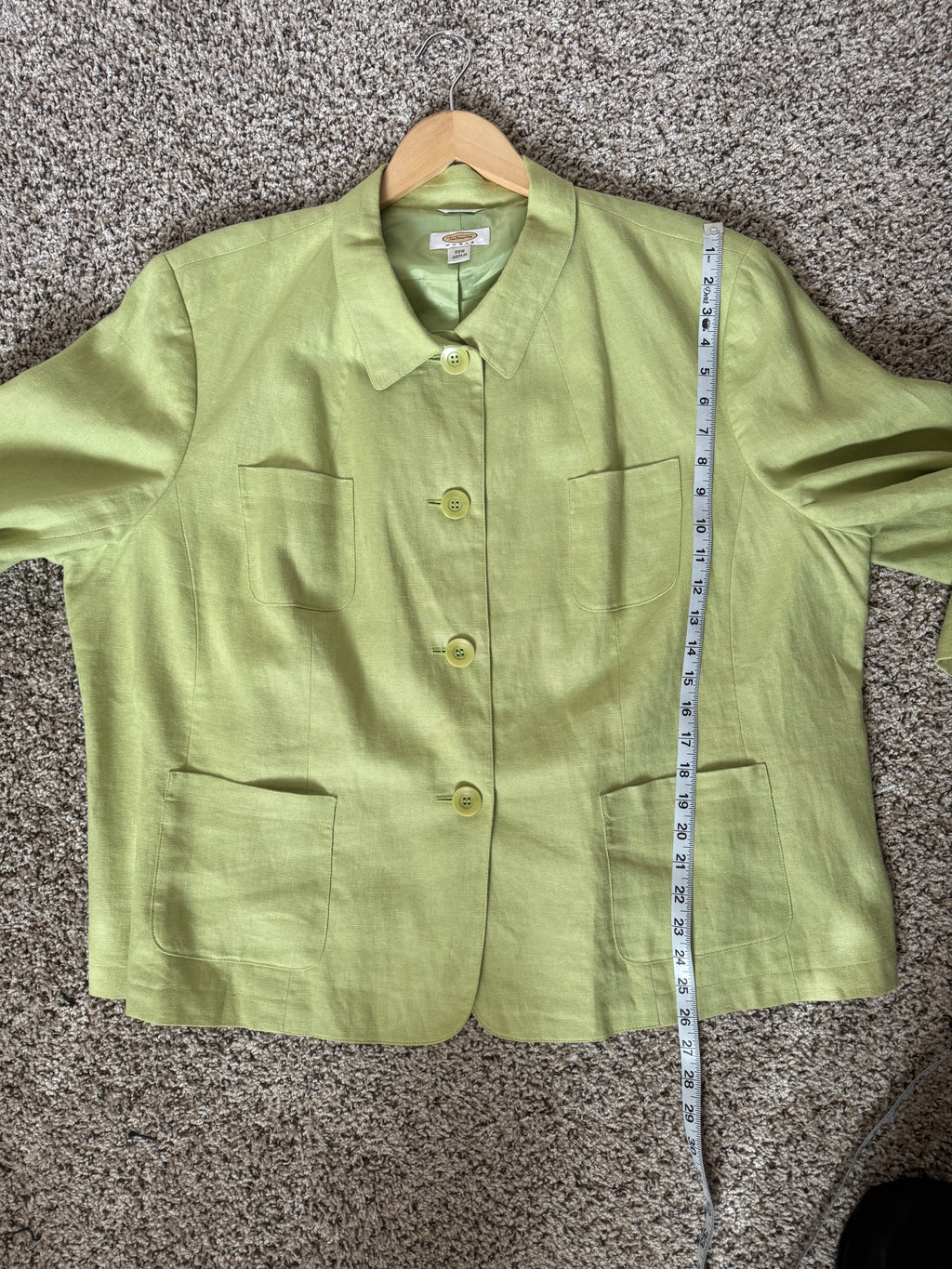 Talbots 100% Irish Linen 22W Green Blazer