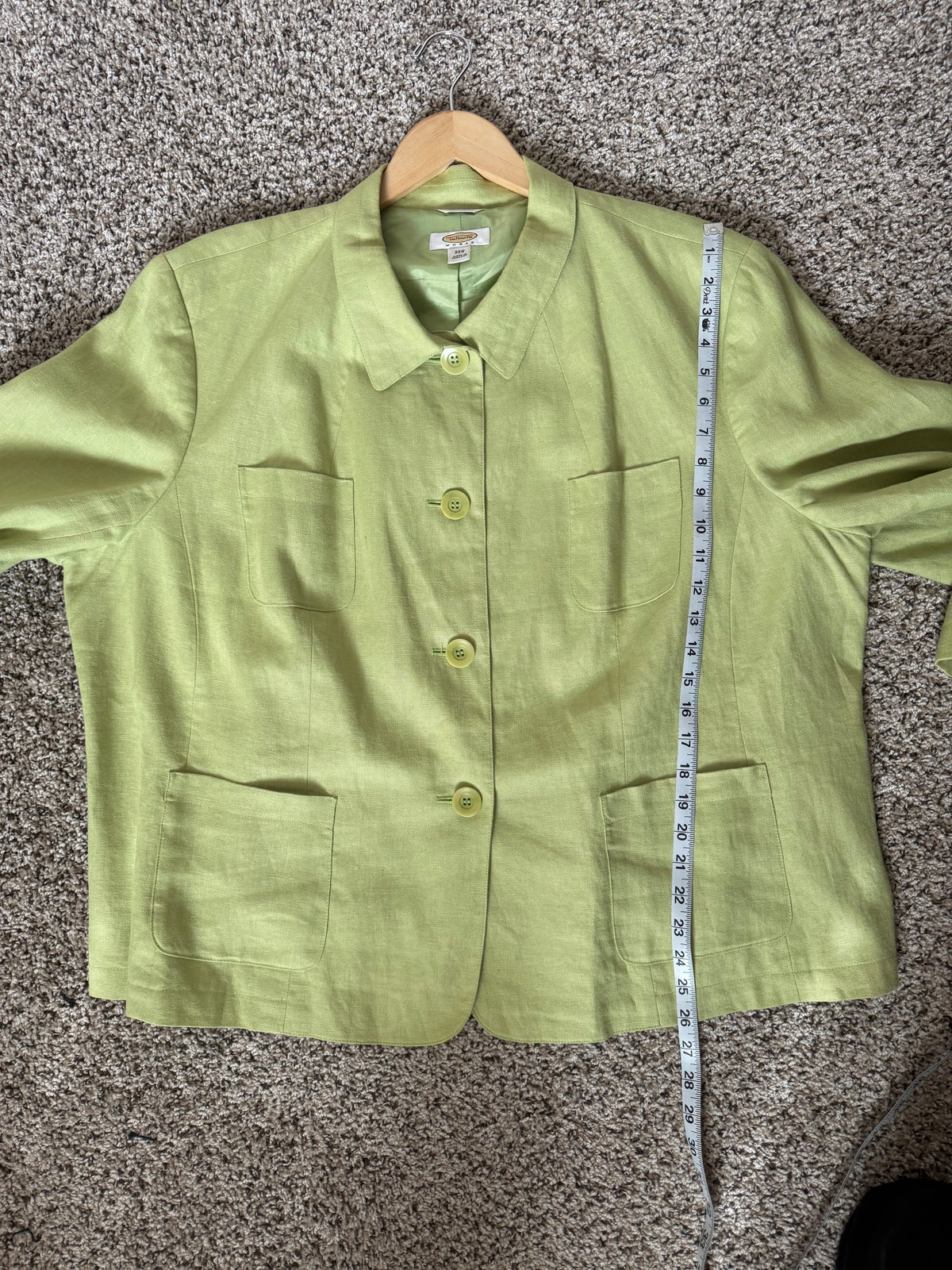 Talbots 100% Irish Linen 22W Green Blazer
