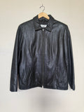 Valerie Stevens 100% Lambskin Size 12 Black Leather Zip Up Jacket