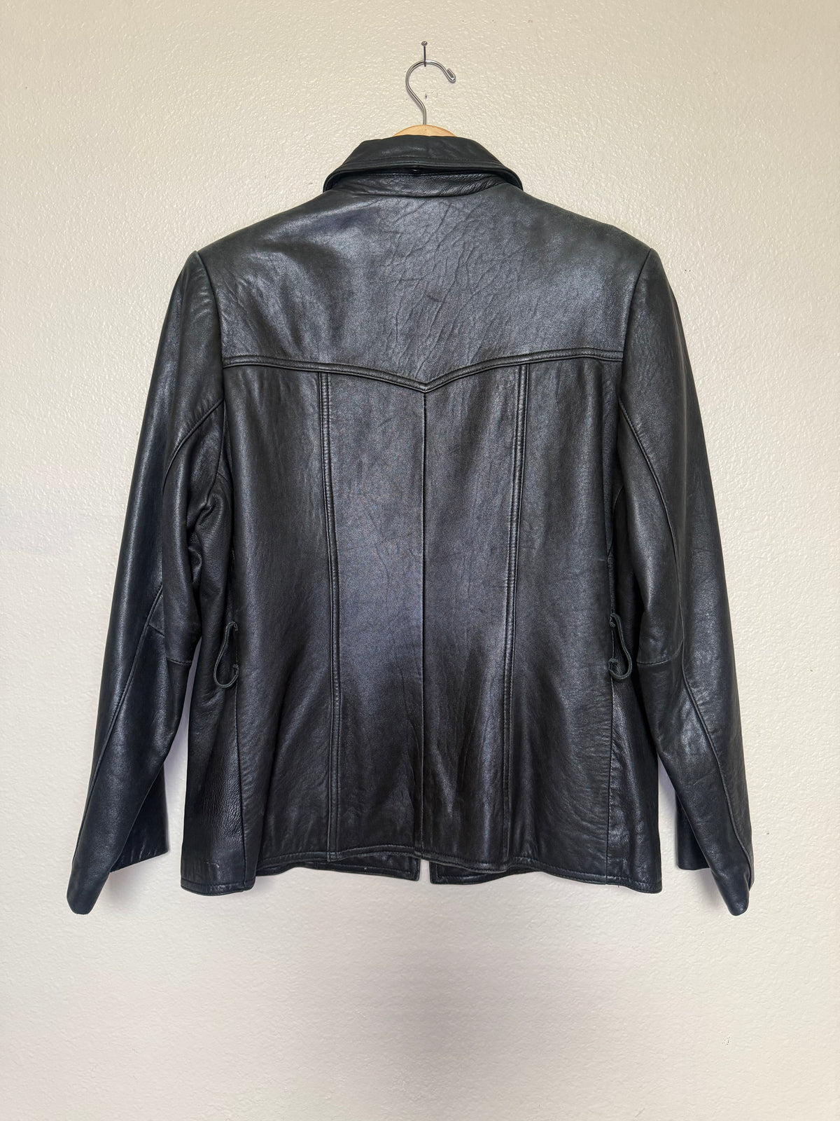 Valerie Stevens 100% Lambskin Size 12 Black Leather Zip Up Jacket