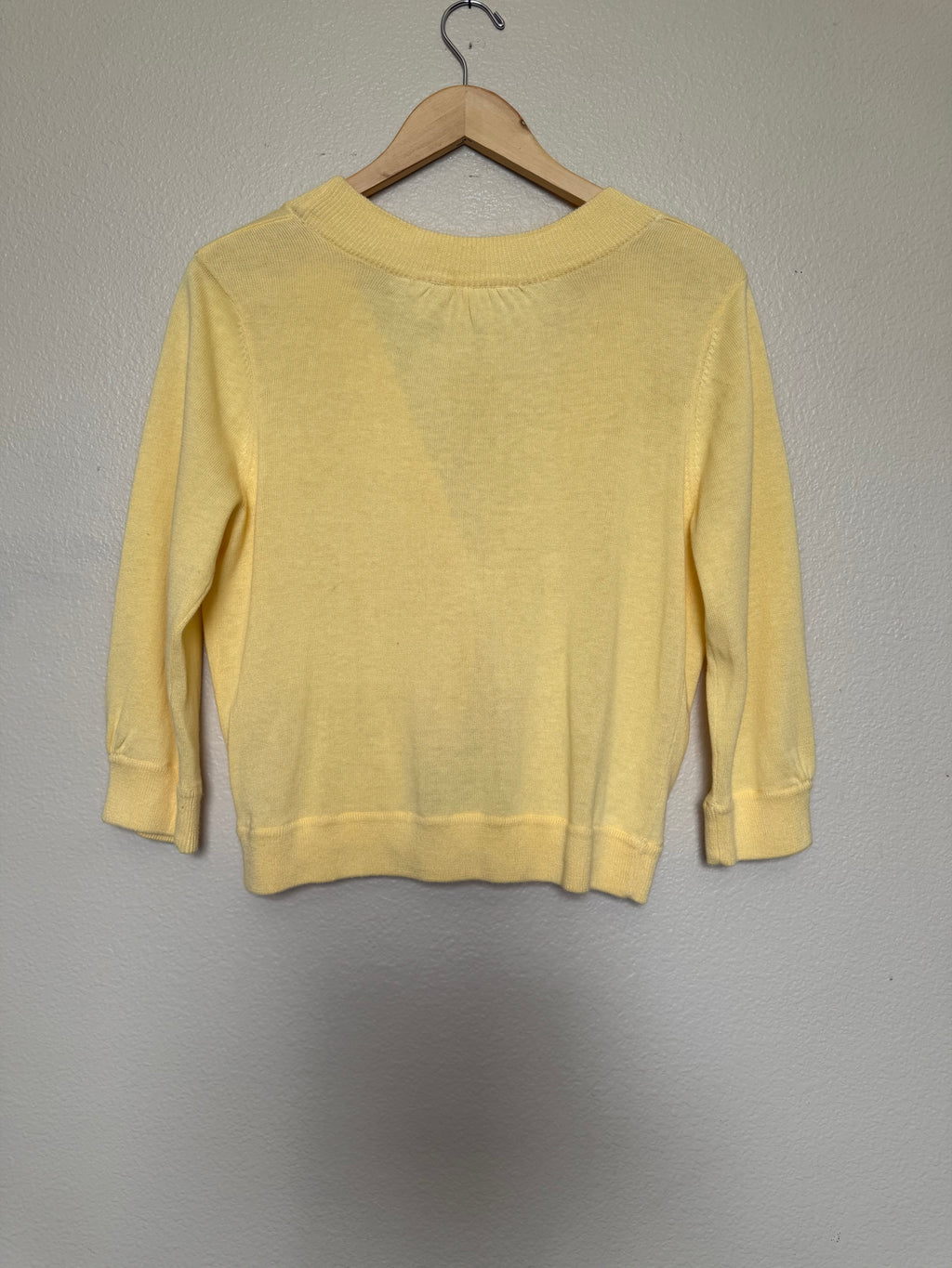 Fiorlini International 55% Ramie 45% Cotton L Pale Yellow Cropped Knit Cardigan