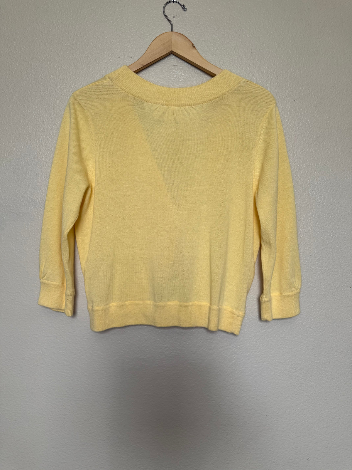 Fiorlini International 55% Ramie 45% Cotton L Pale Yellow Cropped Knit Cardigan