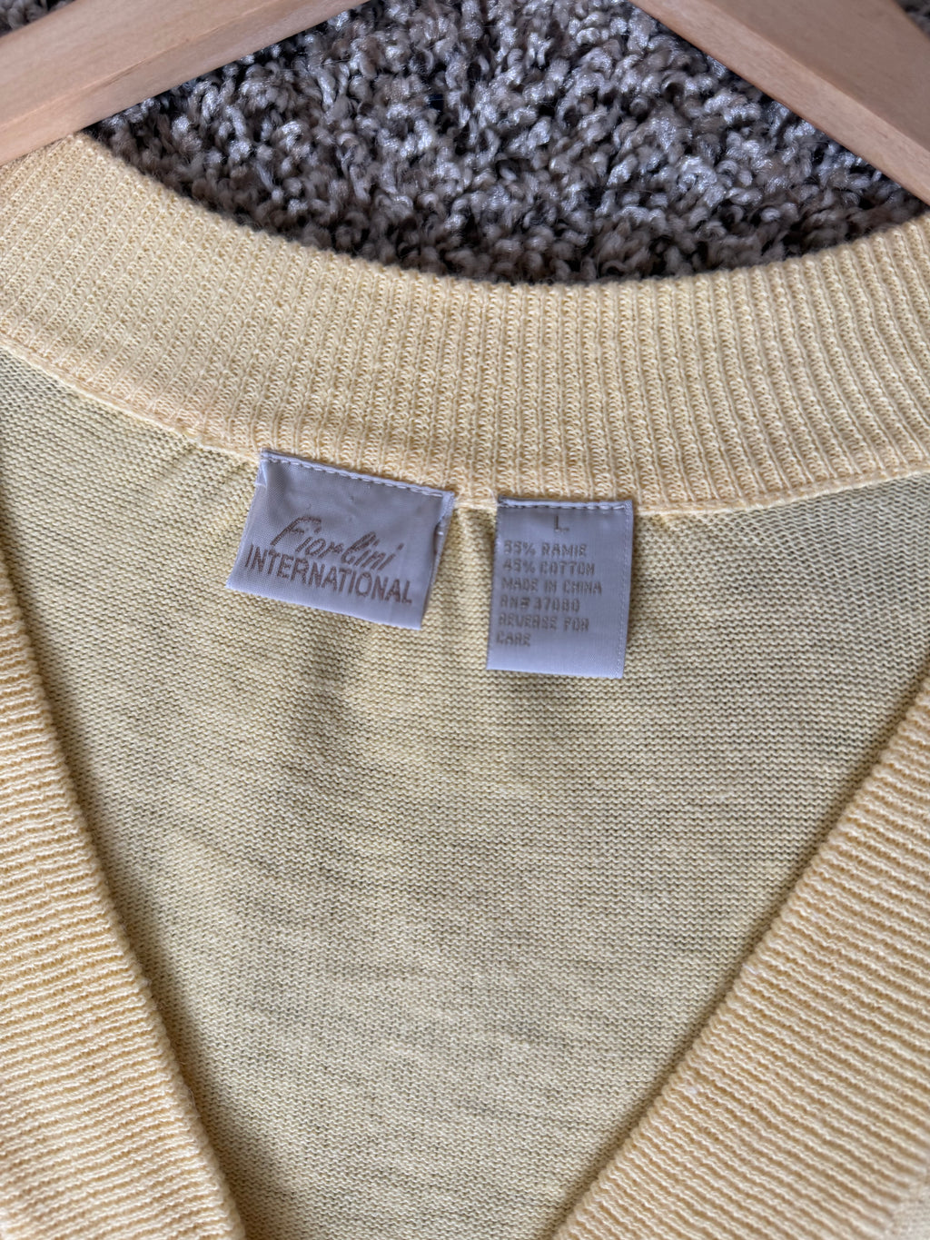 Fiorlini International 55% Ramie 45% Cotton L Pale Yellow Cropped Knit Cardigan