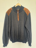 Robert Banks 100% Merino Wool XXLT Black and Brown Quarter Zip