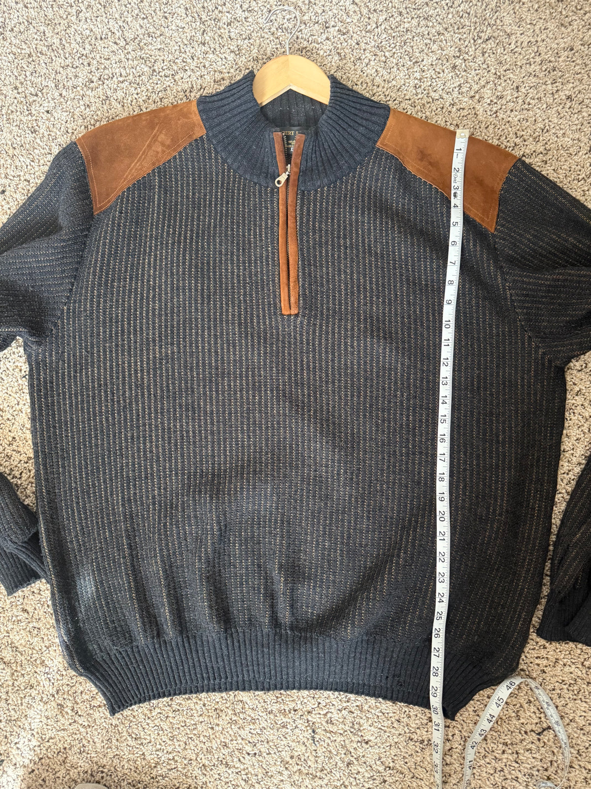Robert Banks 100% Merino Wool XXLT Black and Brown Quarter Zip