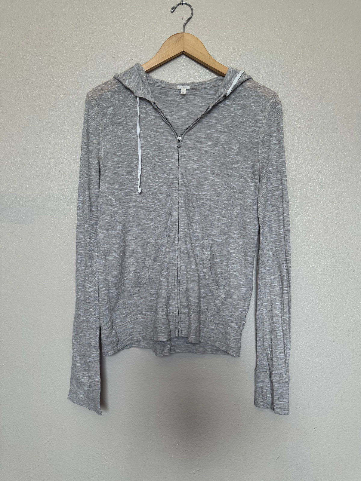 J. Crew 90% Cotton 10% Wool S Grey Hooded Zip Up Jacket