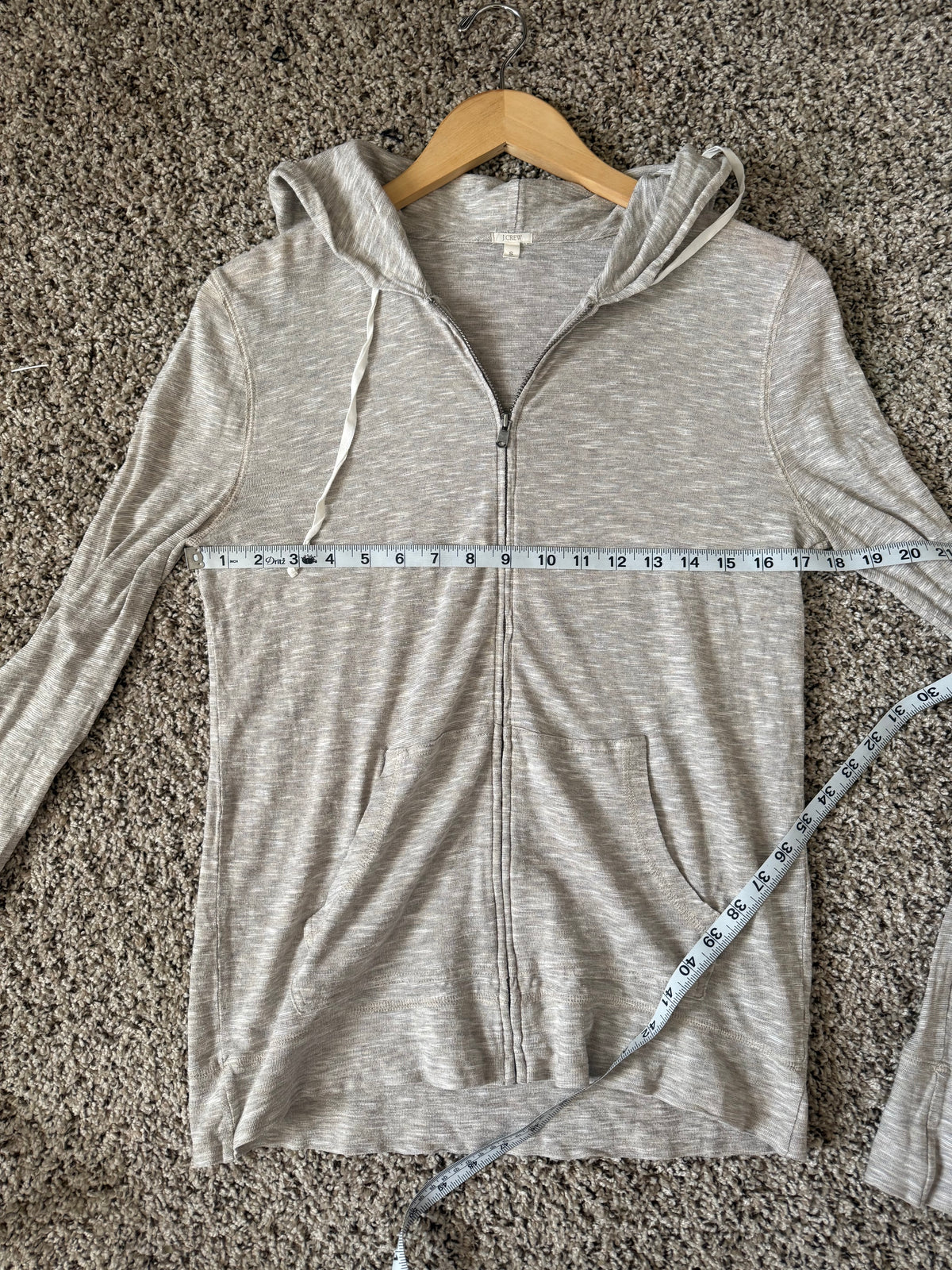 J. Crew 90% Cotton 10% Wool S Grey Hooded Zip Up Jacket