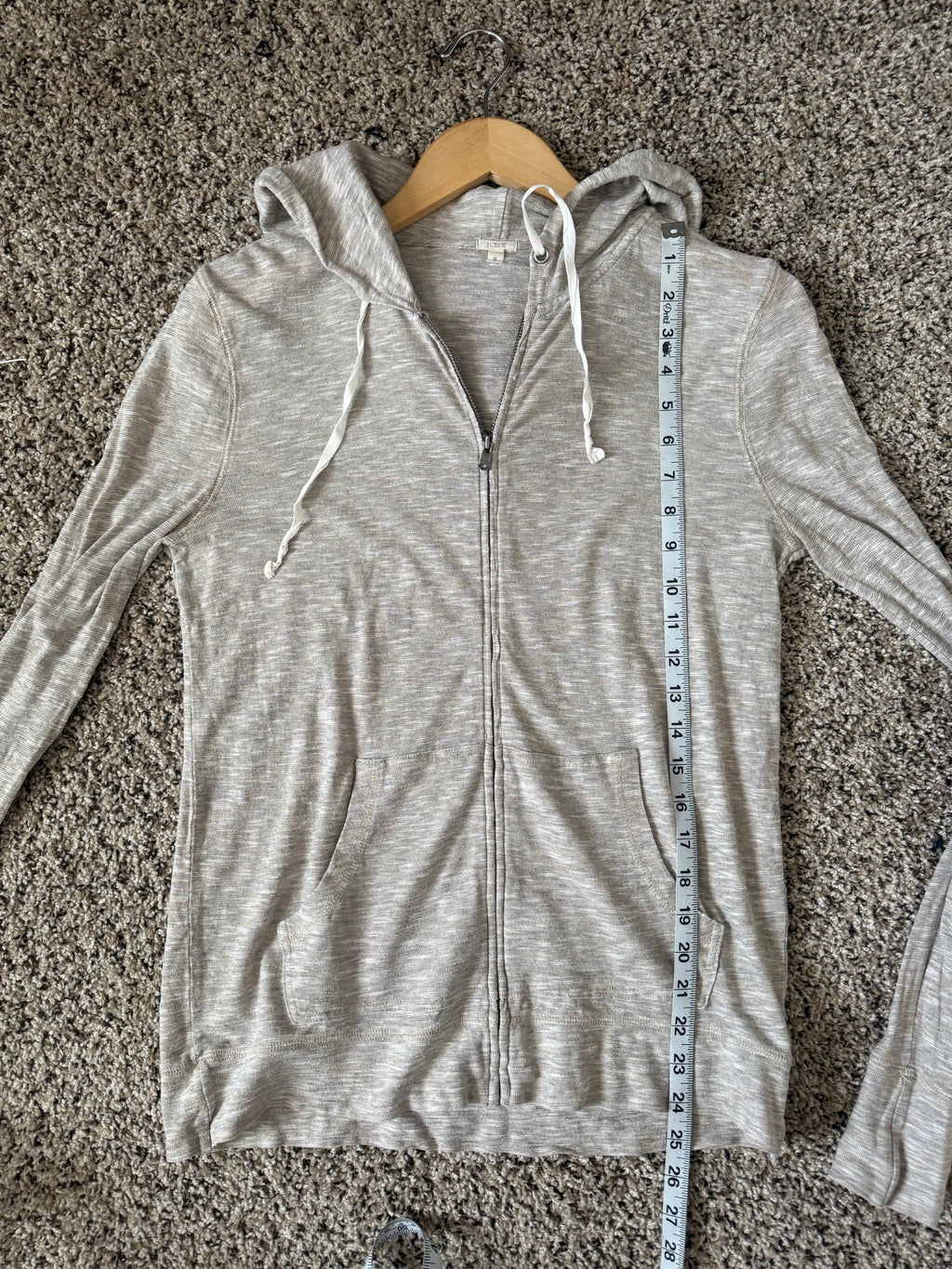 J. Crew 90% Cotton 10% Wool S Grey Hooded Zip Up Jacket