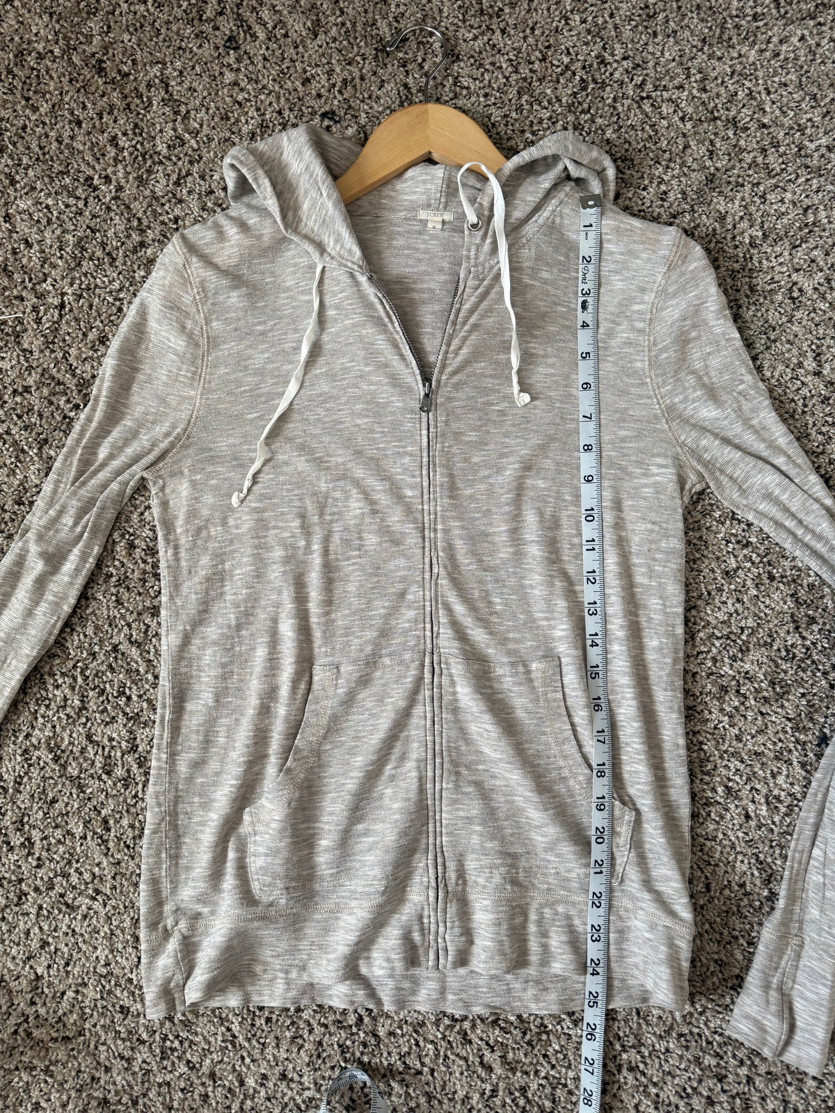 J. Crew 90% Cotton 10% Wool S Grey Hooded Zip Up Jacket