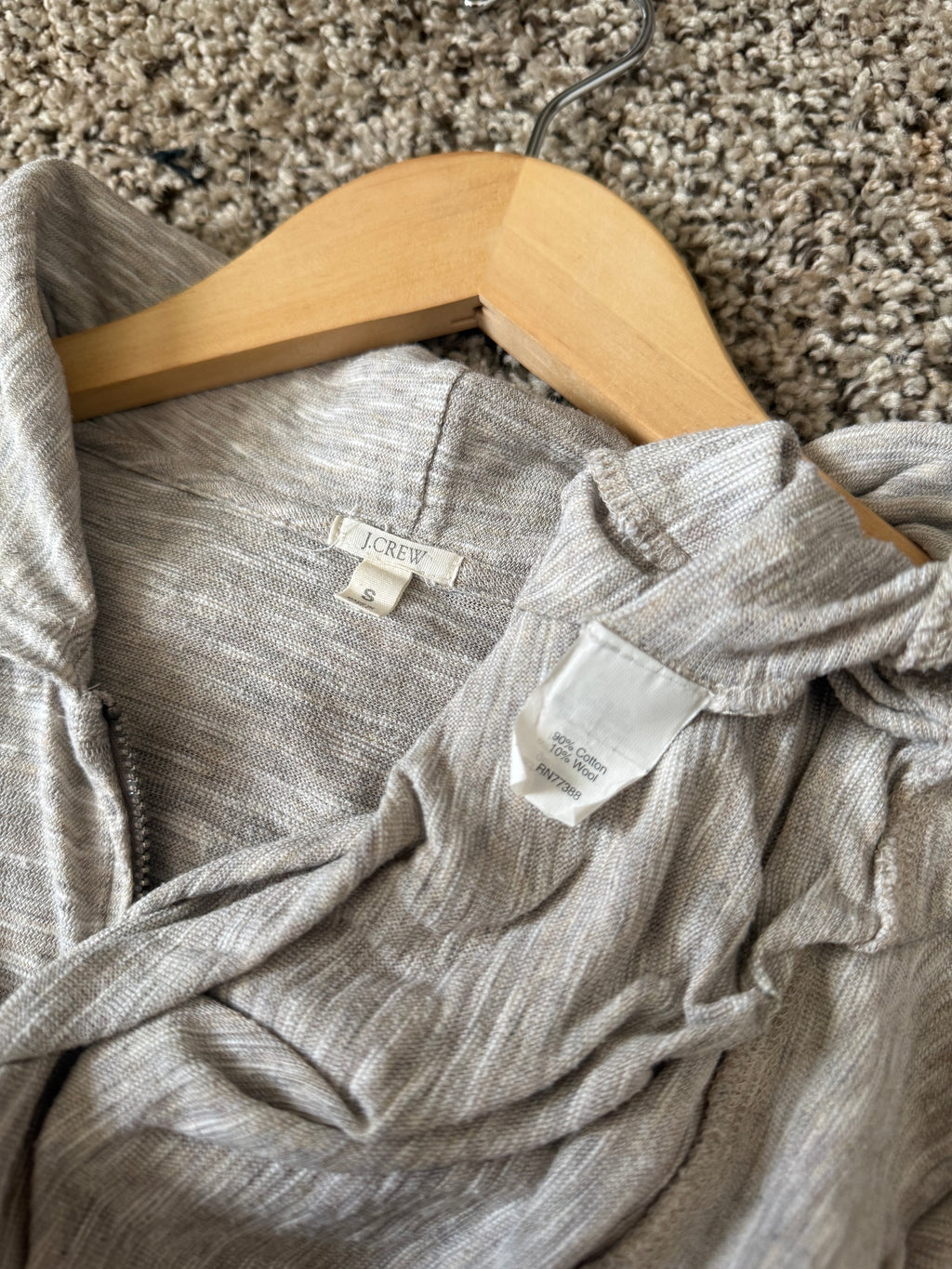 J. Crew 90% Cotton 10% Wool S Grey Hooded Zip Up Jacket