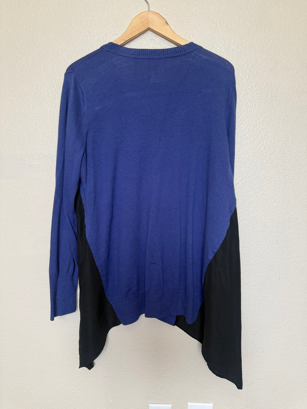 LOGO Lori Goldstein 95% Cotton 5% Cashmere XL Royal Blue and Black Button Up Tunic