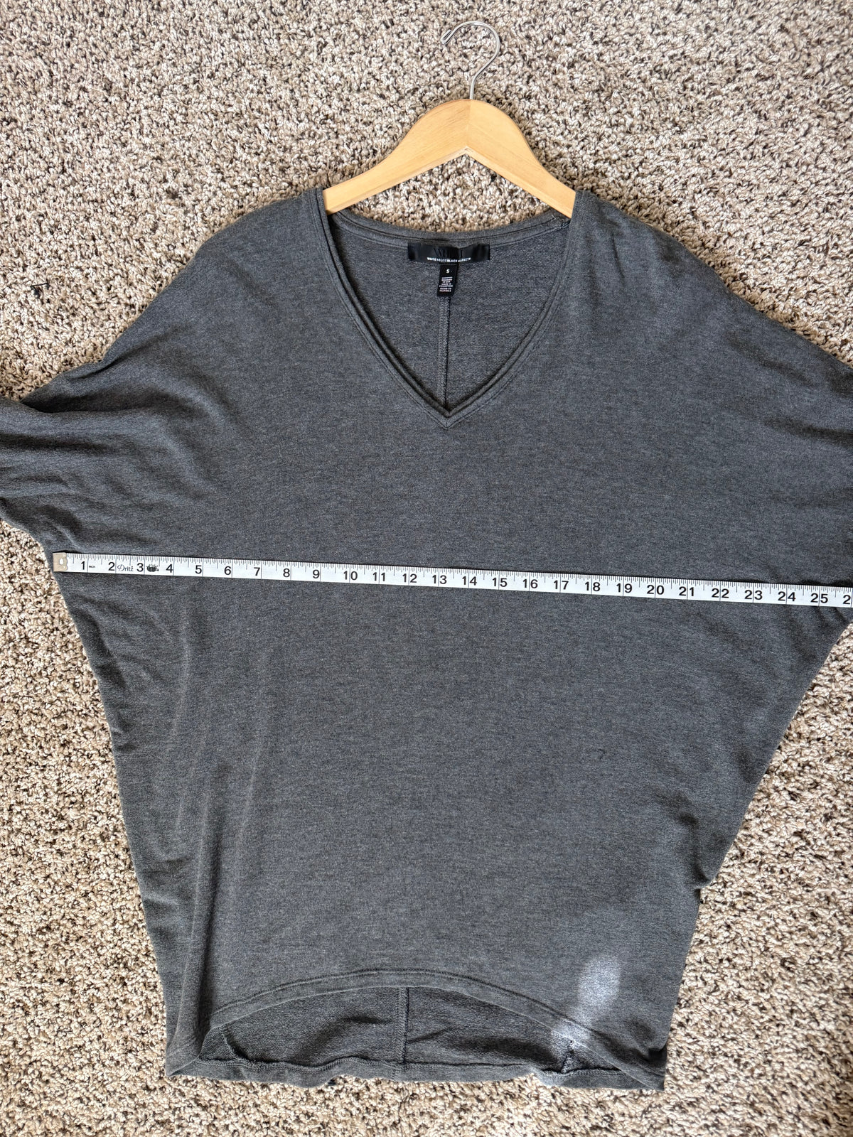 White House Black Market 96% Modal 4% Spandex Grey V-Neck Batwing Top