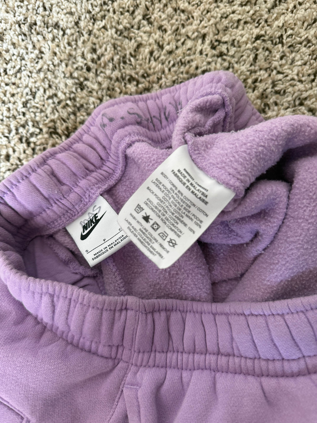 Nike 80% Cotton 20% Polyester S Pastel Purple Joggers