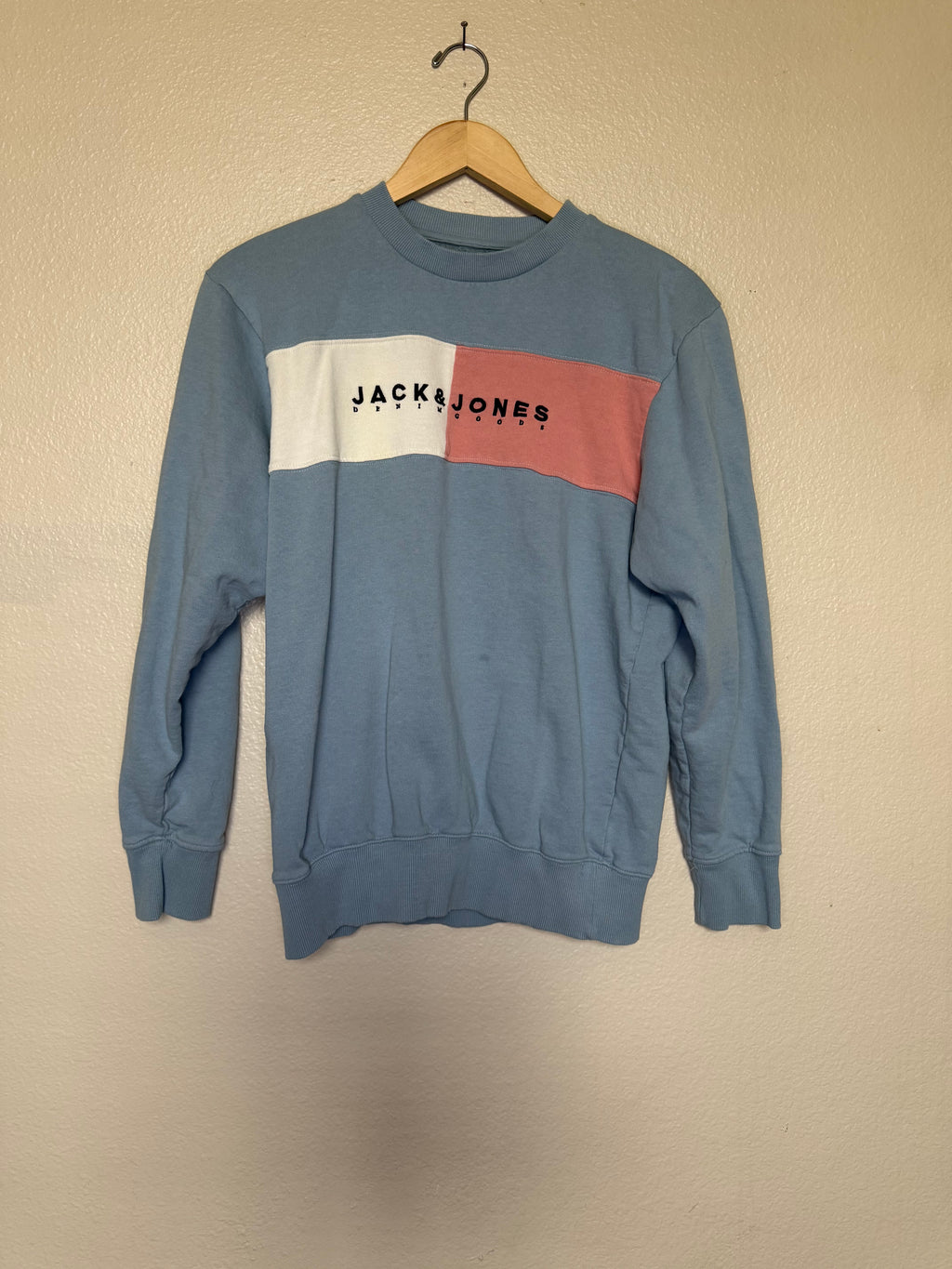 Jack and Jones 100% Cotton S Light Blue Crew Neck Sweatshirt