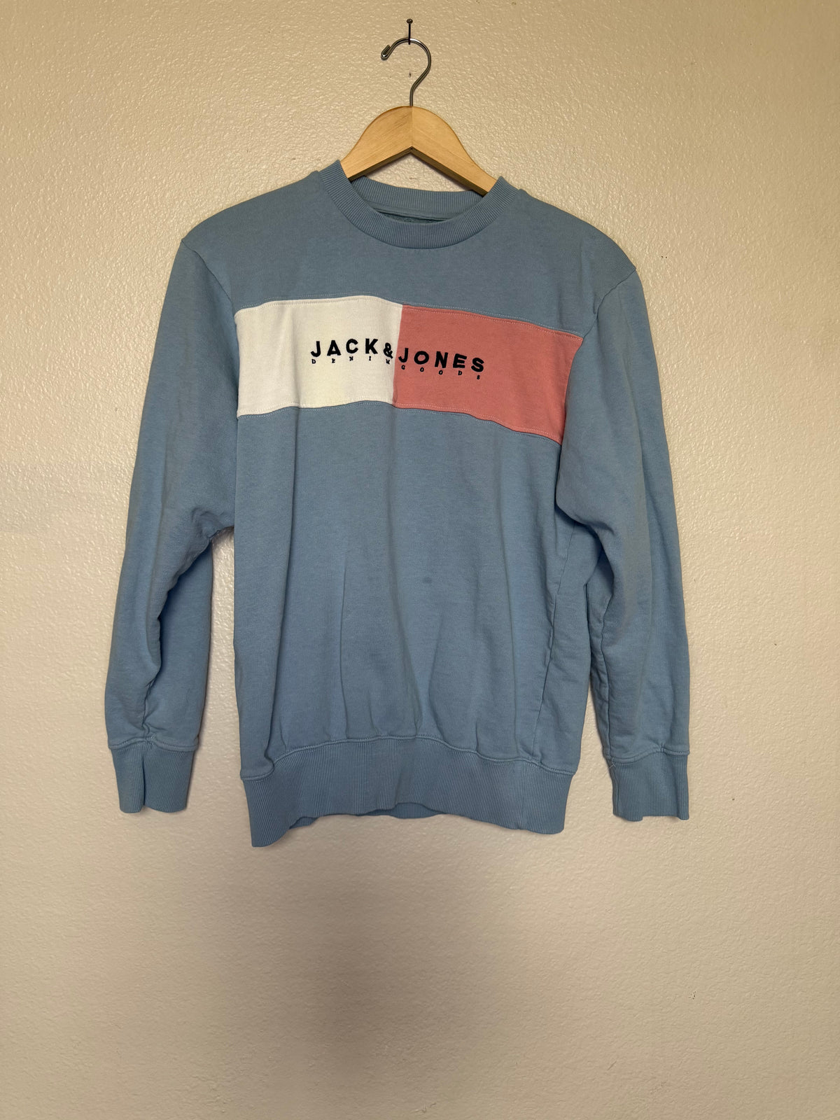 Jack and Jones 100% Cotton S Light Blue Crew Neck Sweatshirt