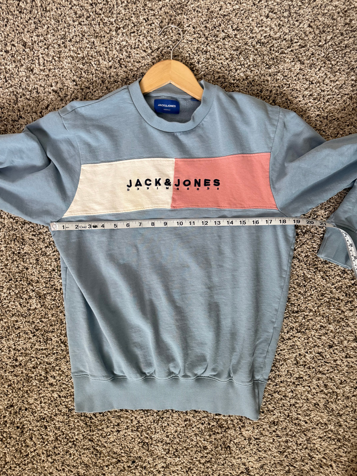 Jack and Jones 100% Cotton S Light Blue Crew Neck Sweatshirt