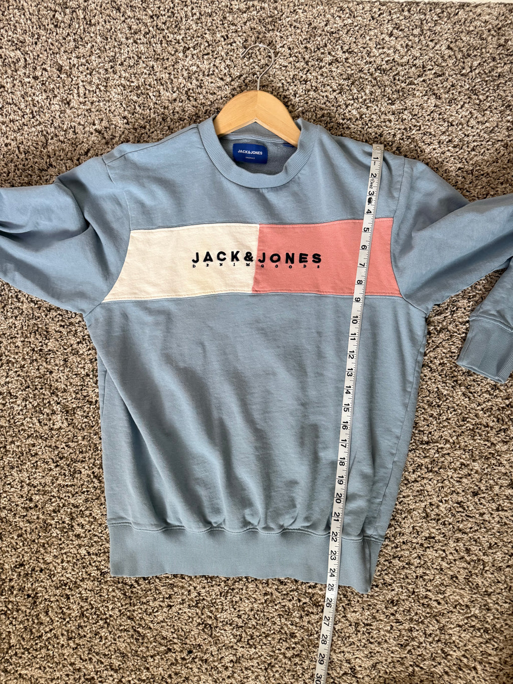 Jack and Jones 100% Cotton S Light Blue Crew Neck Sweatshirt